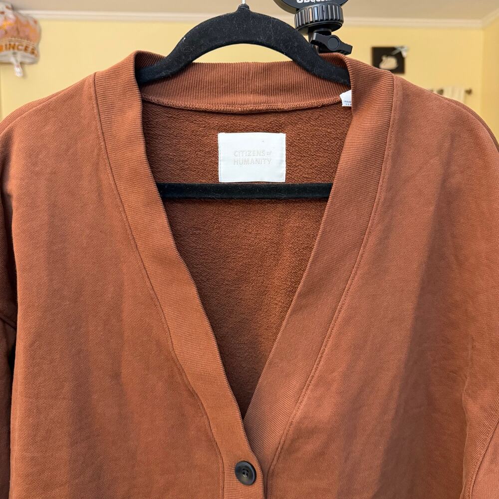 Citizens of humanity Fleece Cardigan In Chai Brown Size Small Oversized Comfort - Picture 14 of 14